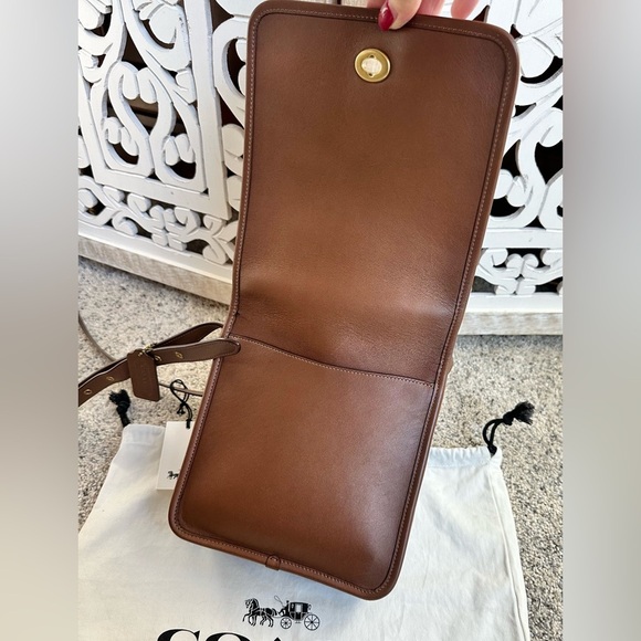 COACH DARK SADDLE 1941 TURNLOCK FLAP / COMPACT POUCH BAG - Picture 9 of 16